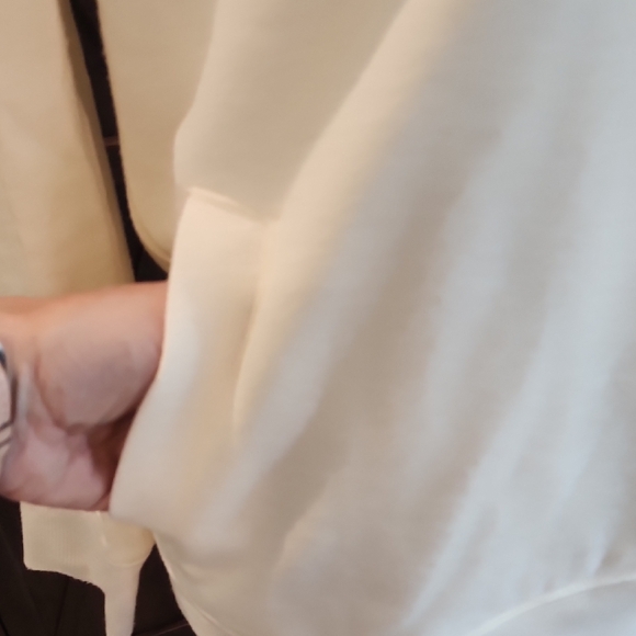 T By Talbots Cream White Quarter Zip Shawl Collar Sweatshirt Small Petite - Picture 2 of 6